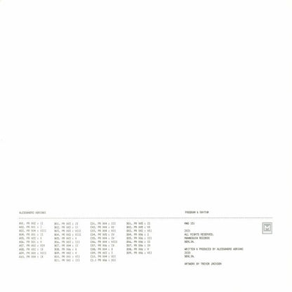 Alessandro Adriani – Program & Rhythm (LP, Mannequin, 2022) Back Cover