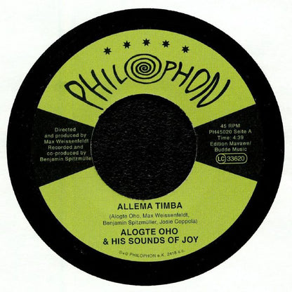 Alogte Oho & His Sounds Of Joy – Allema Timba  (7", Philophon, 2019) Front Cover