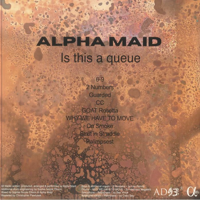 Alpha Maid – Is This A Queue (LP, AD 93, 2025) Back Cover