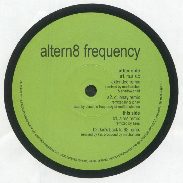 Altern 8 – Frequency (12", Network Records, 2025) Back Cover