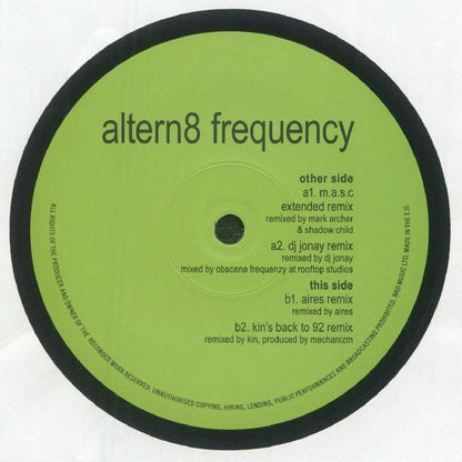 Altern 8 – Frequency (12", Network Records, 2025) Back Cover