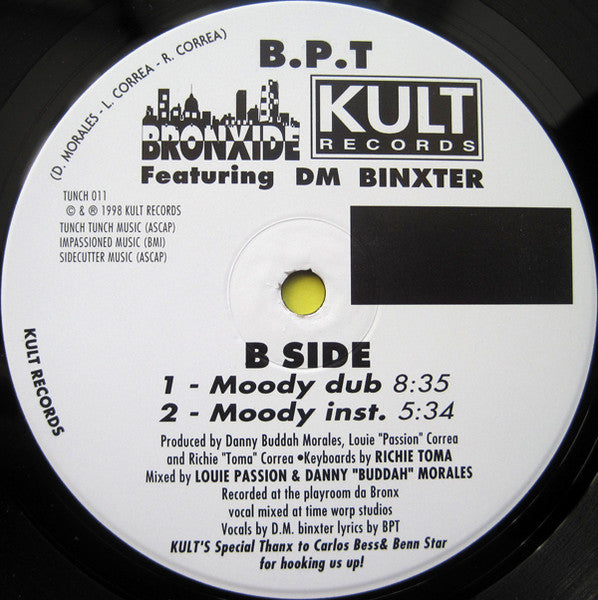 B.P.T. Bonxide Featuring DM Binxter – Moody (12", Kult Records, 1998) Image 3