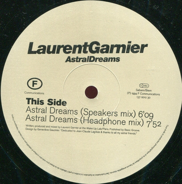 Laurent Garnier – Astral Dreams (12", F Communications, 1994) Image 3