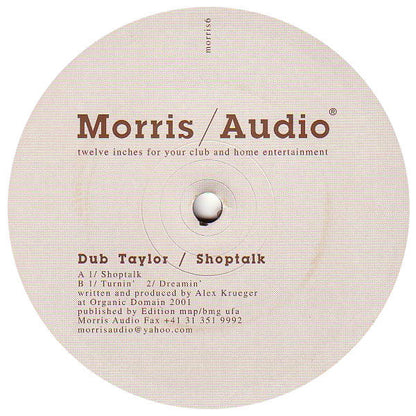 Dub Taylor – Shoptalk (12", Morris / Audio, 2001) Front Cover