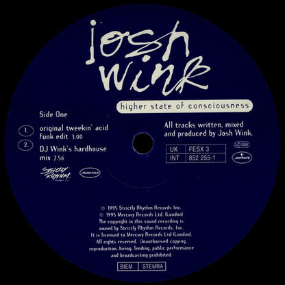 Josh Wink – Higher State Of Consciousness (12", Manifesto, 1995) Image 3
