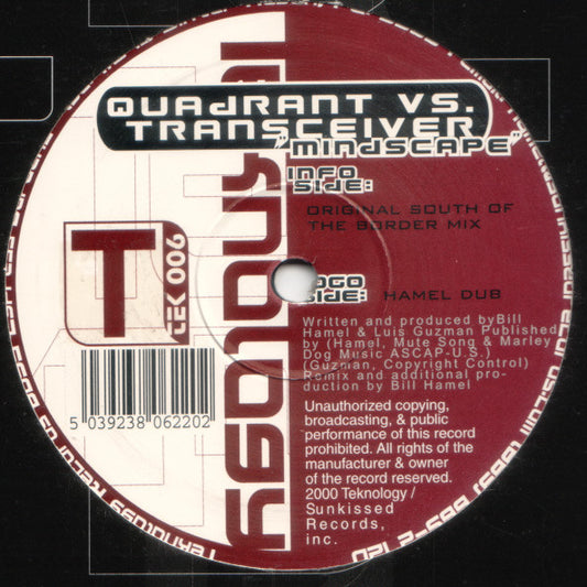 Quadrant vs. Tranceiver – Mindscape (12", Teknology, 2000) Front Cover