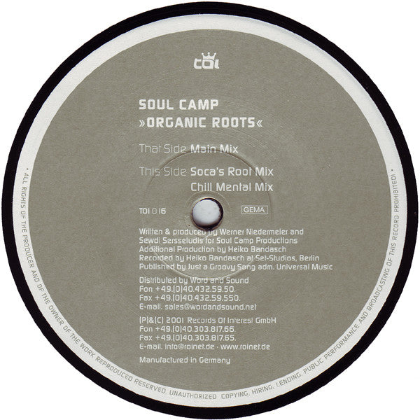Soul Camp – Organic Roots (12", Trax Of Interest, 2001) Front Cover