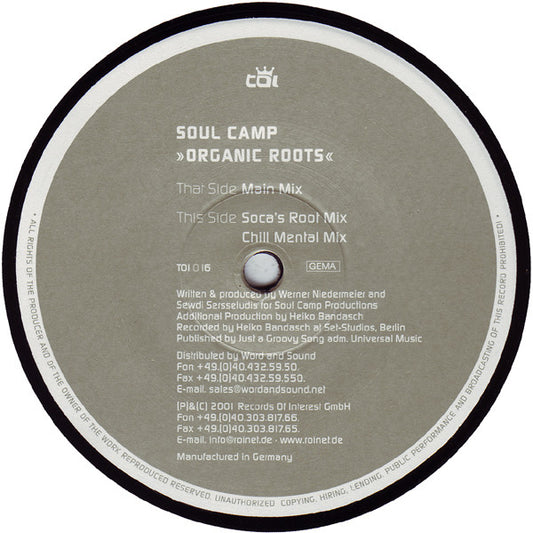 Soul Camp – Organic Roots (12", Trax Of Interest, 2001) Front Cover