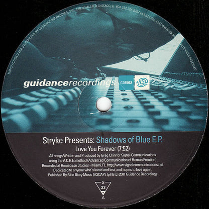 Stryke – Shadows Of Blue E.P. (12", Guidance Recordings, 2001) Front Cover