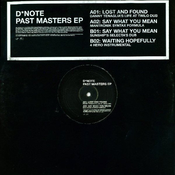 D*Note – Past Masters EP (12", VC Recordings, 2001) Front Cover