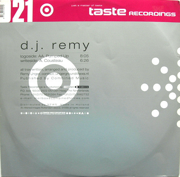 D.J. Remy – Cousteau / Pumped Up (12", Taste Recordings, 1999) Back Cover