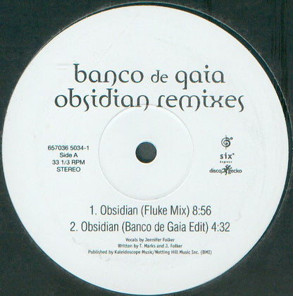 Banco De Gaia – Obsidian Remixes (12", Six Degrees Records, 2000) Image 3