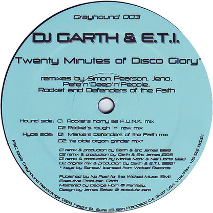 DJ Garth & E.T.I. – Twenty Minutes Of Disco Glory (2x12", Grayhound Recordings, 1998) Image 4