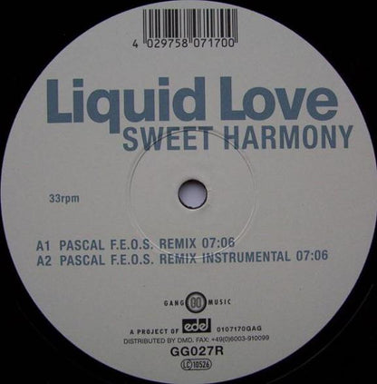 Liquid Love – Sweet Harmony (12", Gang Go Music, 1999) Image 3