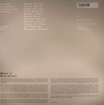 Various – Detroit Beatdown (Volume One) (3xLP, Third Ear Recordings, 2002) Back Cover