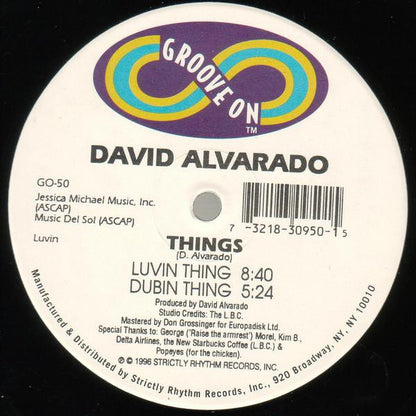 David Alvarado – Things (12", Groove On, 1996) Back Cover