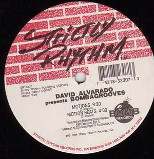 David Alvarado presents Bombagrooves – La Tantra / Motions (12", Strictly Rhythm, 1994) Back Cover