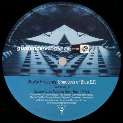 Stryke – Shadows Of Blue E.P. (12", Guidance Recordings, 2001) Back Cover