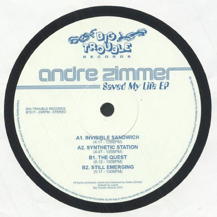 Andre Zimmer – Saved My Life EP (12", Big Trouble, 2025) front cover