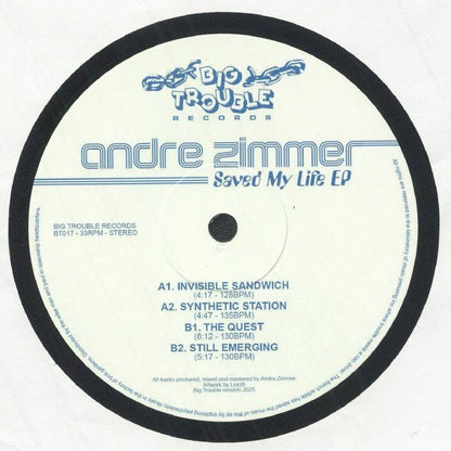 Andre Zimmer – Saved My Life EP (12", Big Trouble, 2025) front cover