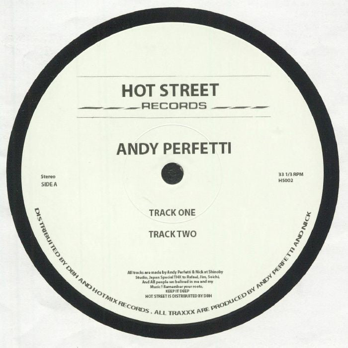 Andy Perfetti – Track EP (12", Hot Street Records, 2025) Front Cover