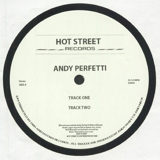 Andy Perfetti – Track EP (12", Hot Street Records, 2025) Front Cover
