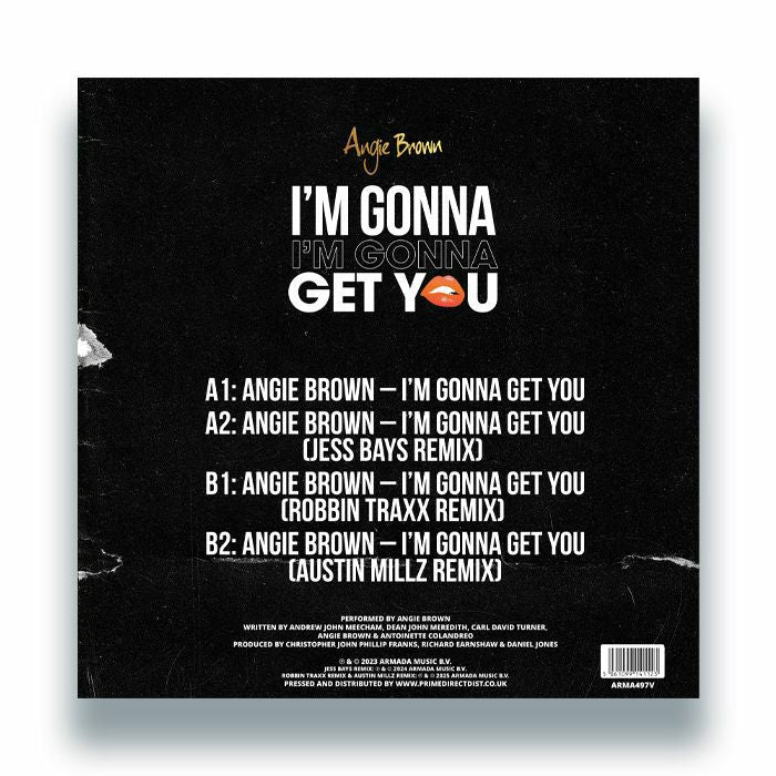 Angie Brown – I'm Gonna Get You (12", Armada Music Holland, 2026) Back Cover