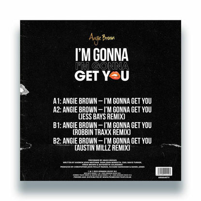 Angie Brown – I'm Gonna Get You (12", Armada Music Holland, 2026) Back Cover