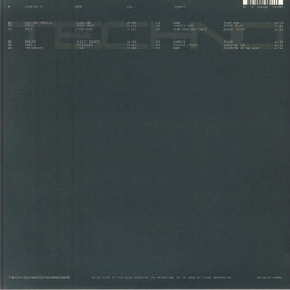 ANNĒ – Techno (Vol.1) (2x12"+CD, Translucent Orange, TECHNO Records, 2026) Back Cover