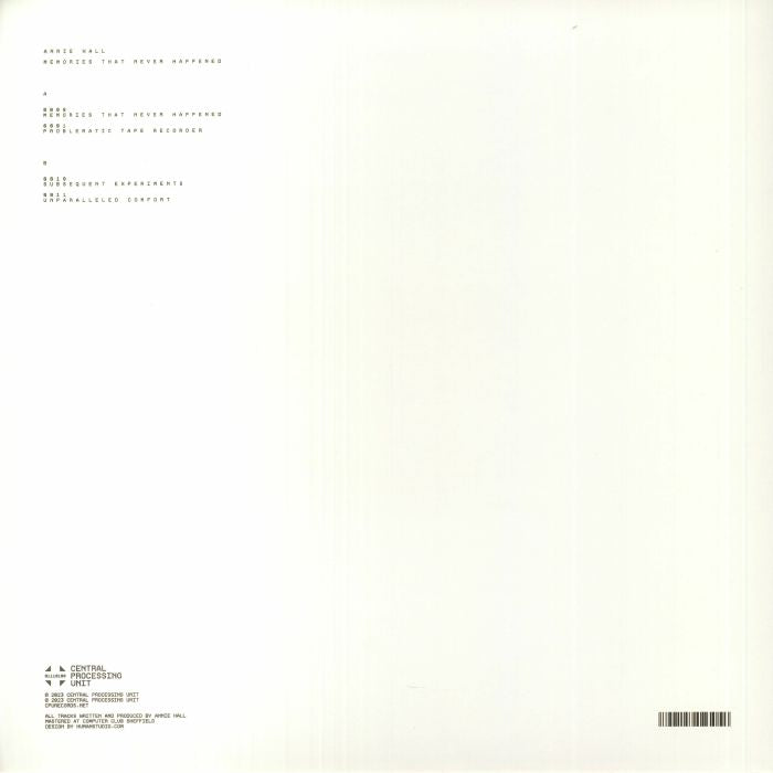 Annie Hall – Memories That Never Happened (12", Central Processing Unit, 2023) Back Cover