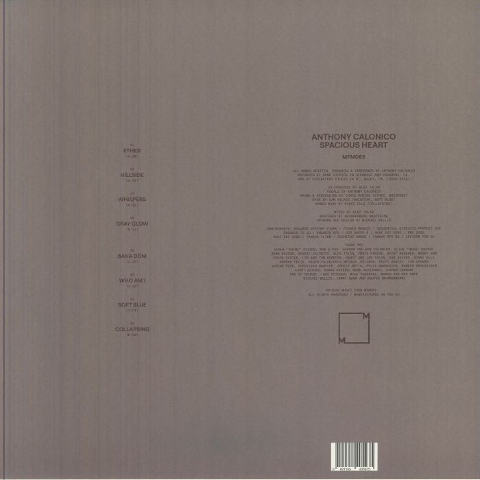 Anthony Calonico – Spacious Heart (LP, Music From Memory, 2026) Back Cover