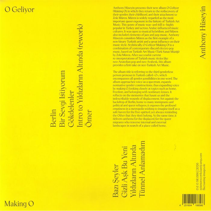 Anthony Huseyin – O Geliyor Making O (LP, Seismographic Recordings, 2026) Back Cover