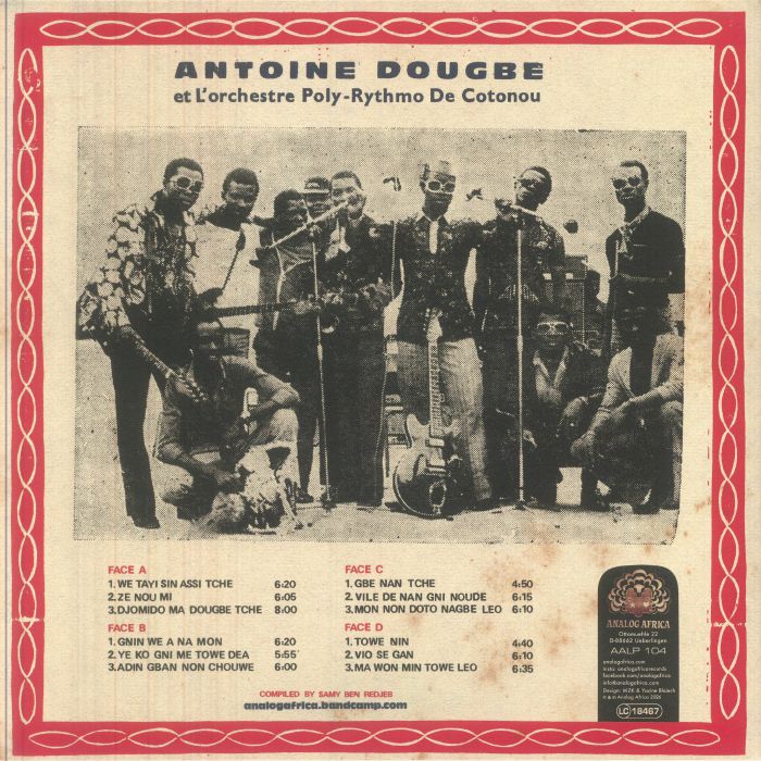Antoine Dougbé Et L'orchestre Poly-Rythmo De Cotonou – Antoine Dougbé Et L'orchestre Poly-Rythmo De Cotonou (2xLP, Analog Africa, 2026) Back Cover