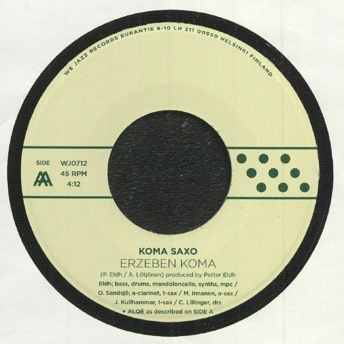 Antti Lötjönen / Petter Eldh Presents Koma Saxo – Erzeben Strasse / Erzeben Koma (7", We Jazz, 2021) Back Cover