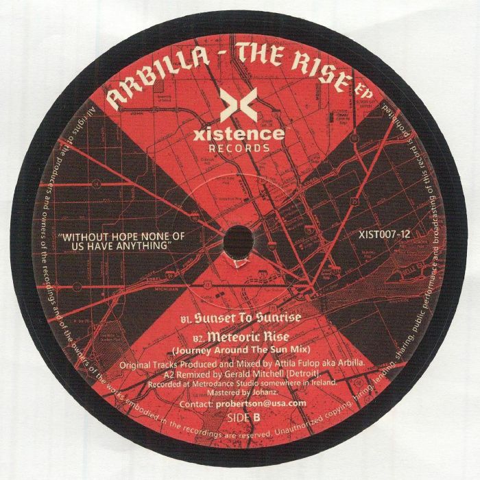 Arbilla – The Rise EP (12", Xistence Records, 2026) Back Cover