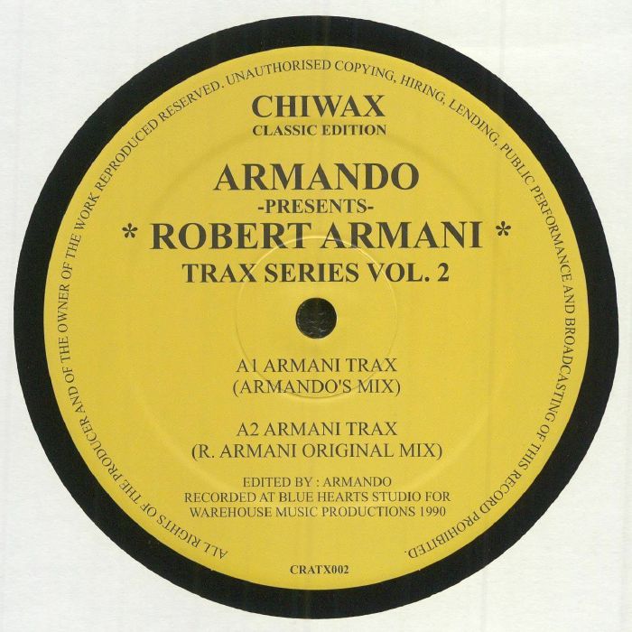 Armando Presents Robert Armani – Trax Series Vol. 2 (12", Chiwax, 2021) Front Cover