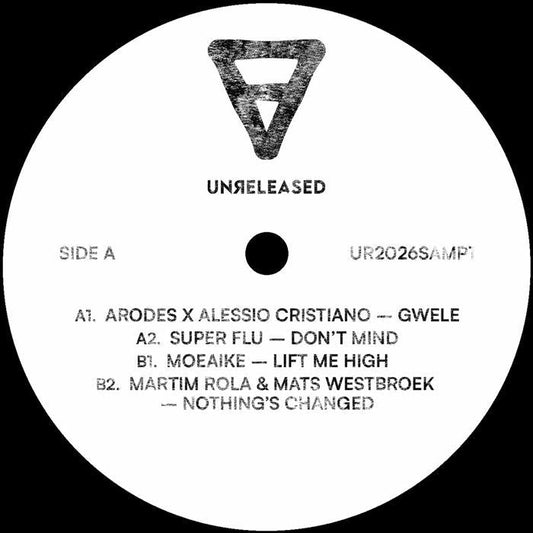 Arodes / Alessio Cristiano / Super Flu / Moeaike / Martim Rola / Mats Westbroek – Unreleased Records Vinyl Sampler (12", Unreleased, 2026) Front Cover