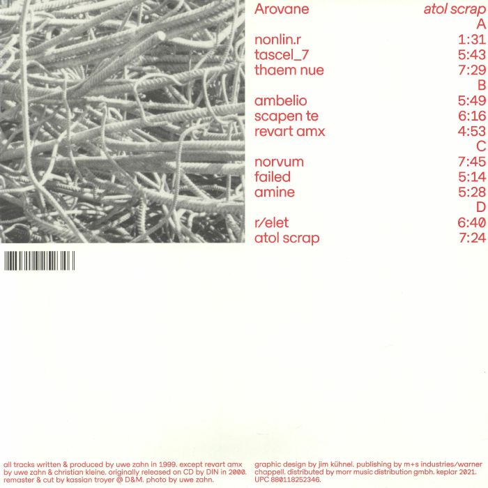 Arovane – Atol Scrap (2xLP, Clear, Keplar, 2026) Back Cover
