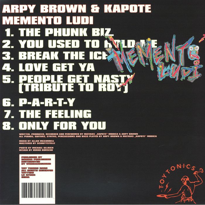 Arpy Brown And Kapote – Memento Ludi (LP, Toy Tonics, 2026) Back Cover