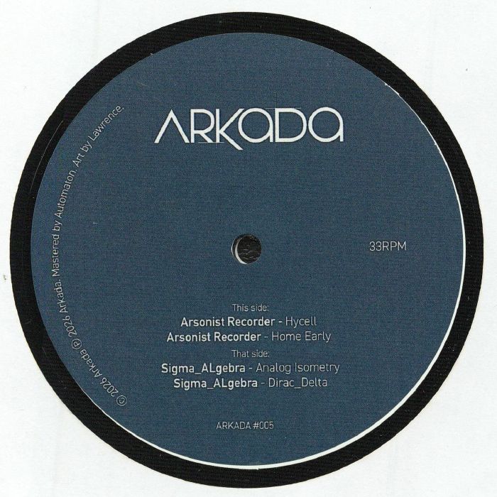Arsonist Recorder / Sigma_ALgebra – Arkada #005 (12", Arkada Records, 2026) Front Cover