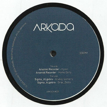 Arsonist Recorder / Sigma_ALgebra – Arkada #005 (12", Arkada Records, 2026) Front Cover
