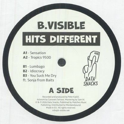 B Visible – Hits Different (12", Data Snacks, 2026) Front Cover