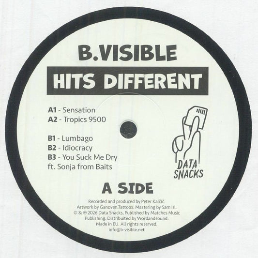 B Visible – Hits Different (12", Data Snacks, 2026) Front Cover
