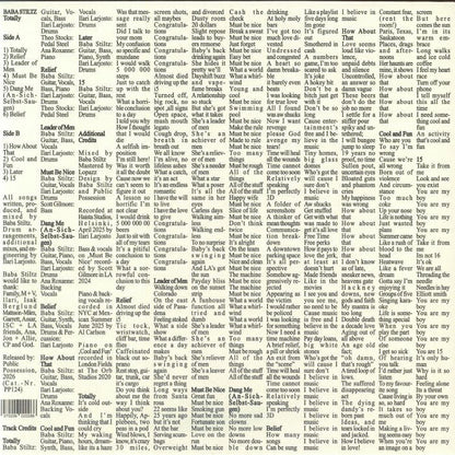 Baba Stiltz – Totally (LP, Public Possession, 2026) Back Cover