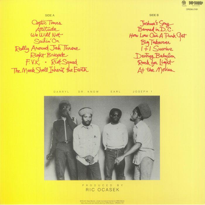 Bad Brains – Rock For Light (LP, Bad Brains Records, 2021) Back Cover