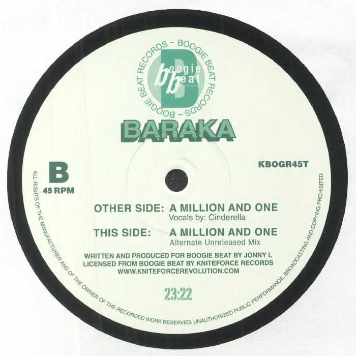 Baraka – A Million And One (12", Kniteforce Records, 2022) Back Cover