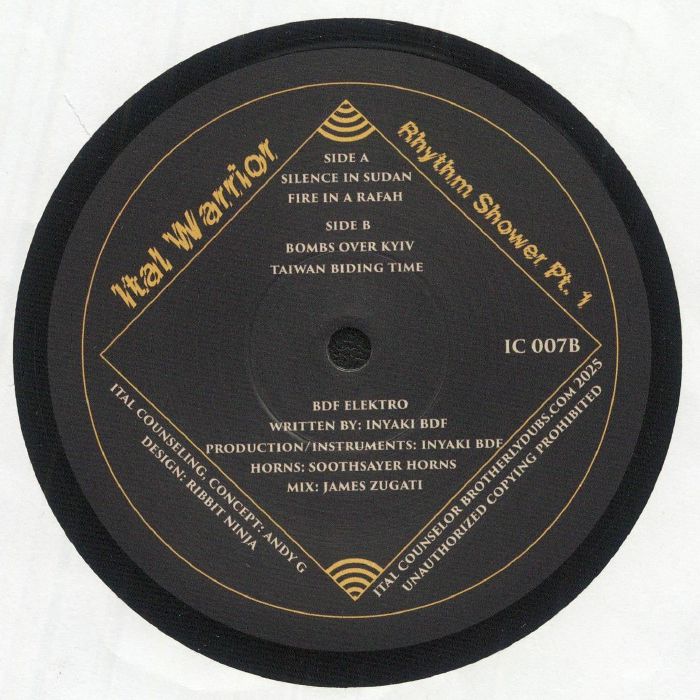 BDF Elektro Meets Soothsayers Horns – Ital Warrior Rhythm Shower (12", Ital Counselor, 2025) Back Cover