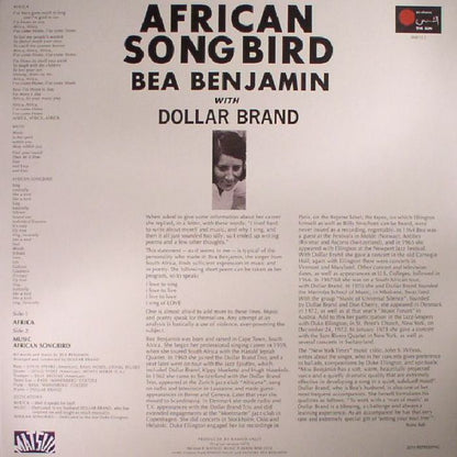 Bea Benjamin With Dollar Brand – African Songbird (LP, Matsuli Music, 2016) Back Cover