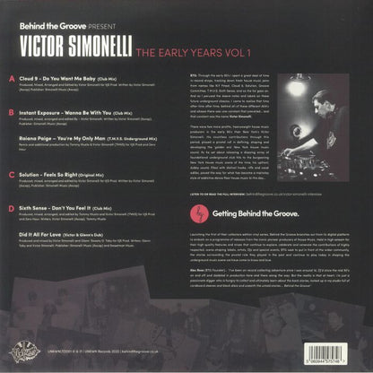 Behind The Groove Victor Simonelli – The Early Years Vol 1 (2x12", Unkwn Rec's, 2023) Back Cover