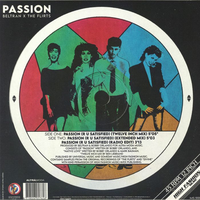 Beltran X The Flirts – Passion (R U Satisfied) (12", High Fashion Music, 2026) Back Cover
